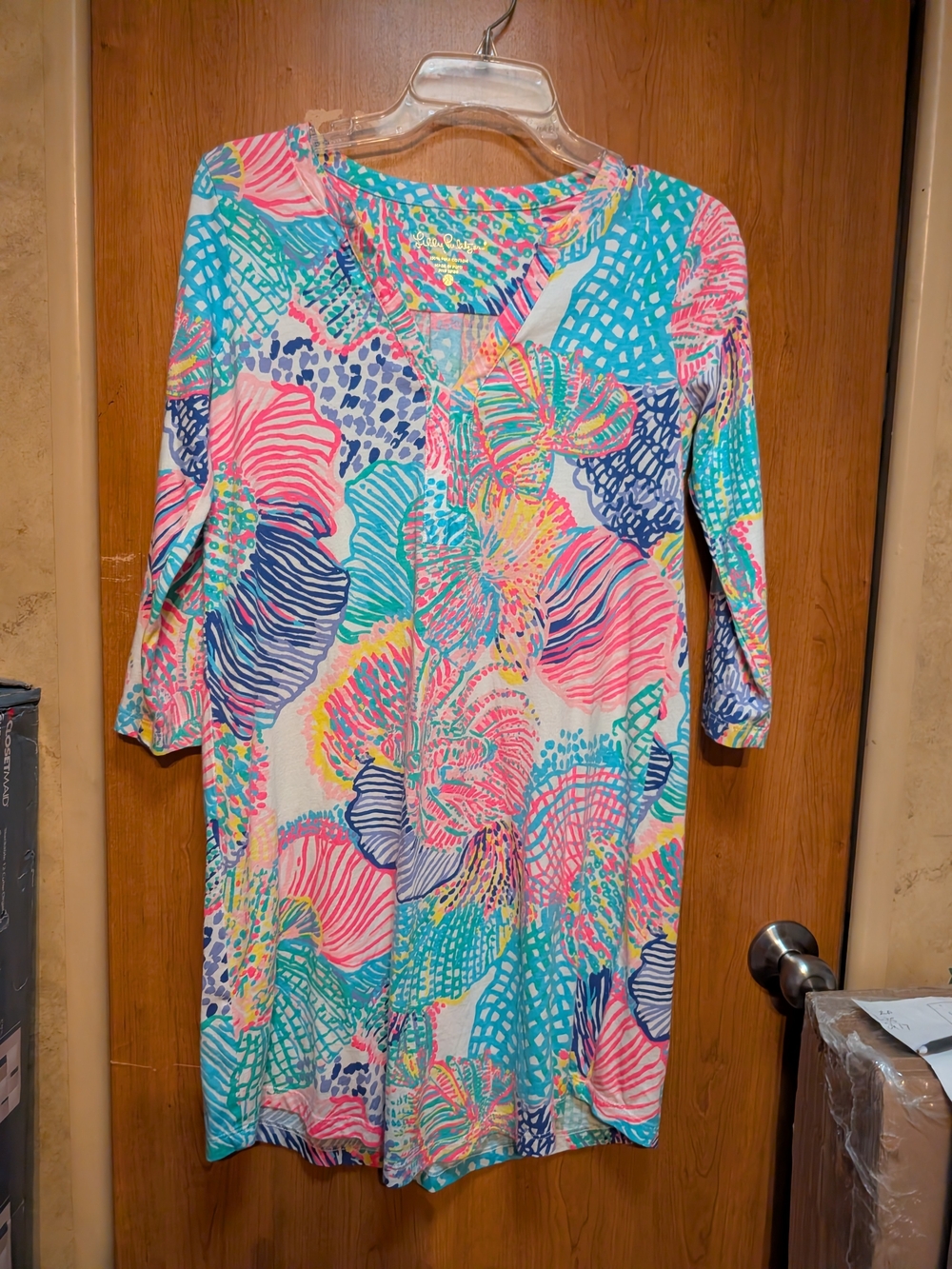 Lilly Pulitzer Pink Blue Green Tropical Print Swim Cover-Up